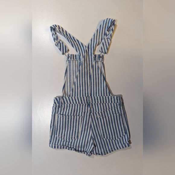 Garage Blue & White Stripe Denim Overalls Shortall Size XS - Picture 2 of 9